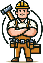 builder profession logo symbol with hammer