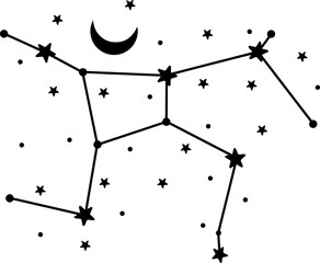 Virgo star constellation with stars and moon © Edyta.artdiary