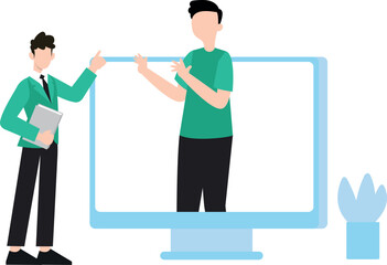 Obraz premium Boys chatting online.