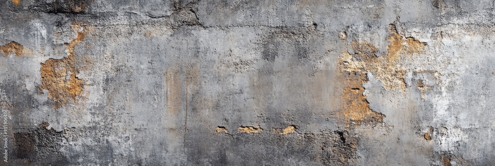 Aufkleber weathered concrete wall texture background - a distressed concrete wall with patches of exposed bric