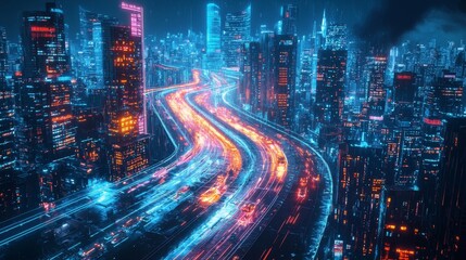 Fototapeta premium Cyberpunk Cityscape.