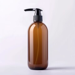 Shampoo Bottle on a White Background: Sleek and Modern Shampoo Bottle Displayed Against a Clean White Backdrop, Emphasizing Its Design and Branding with a Focus on Clarity and Simplicity.