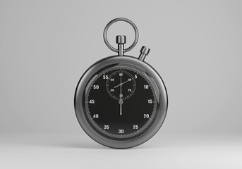 Classic metallic chrome mechanical analog stopwatch