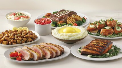 An Assortment of Delicious Food Dishes on a Tabletop