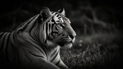 Obraz premium Amazing beautiful photo view of Sumatran tiger on black background, portrait of Sumatran tiger known as Panthera tigris sumatrae good for multimedia online content