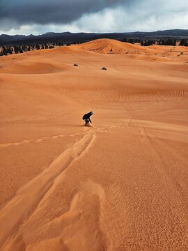 Sandboarding in the Coral Pink Sand Dunes State Park 