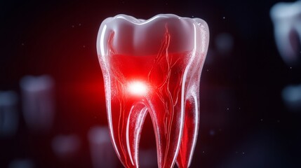 Tooth with red blood inside.