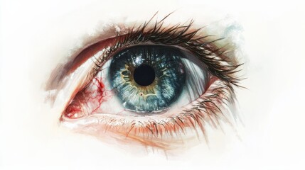 Closeup of an Eye with Red Blood Vessels.