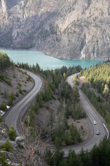 The Seton Lake Lookout (sometimes called the Lulu Lookout), in Lillooet, is a popular spot to stop by and grab a photo of the U-shaped Duffy Lake Road in the foreground of Seton Lake.