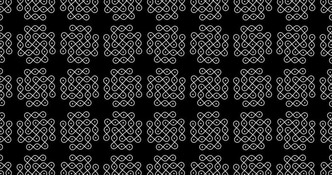 Indian Traditional and Cultural pulli Kolam motion graphics on transparent background.
