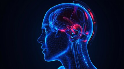 Obraz premium Digital Brain Illustration.