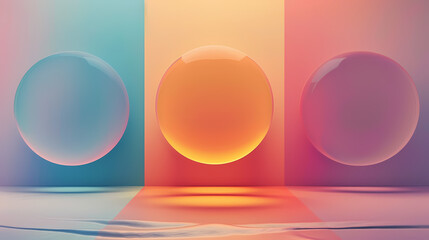 SET Modern poster design with gradient round sphere in the center. Colorful banner design with 3d gradient background