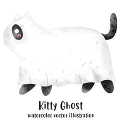 Cute Ghost, Ghost, Halloween, Black cat, Halloween cat