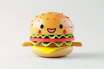 Happy Smiling Cartoon Hamburger with Arms.