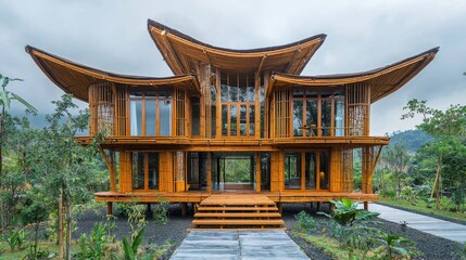 Bamboo House in Nature.