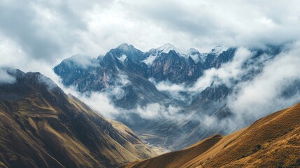 Fototapeta premium Mountain Range with Clouds