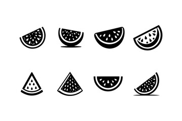 Set of Watermelon silhouette vector illustration.