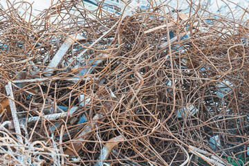 scrap metal on a construction site, collected for recycling
