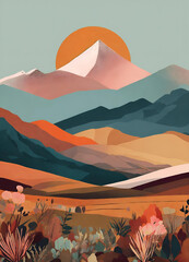 landscape with mountains illustration