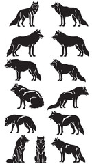 Obraz premium Set of wolf silhouettes isolated vector