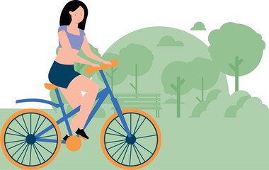 The girl is riding a bicycle.