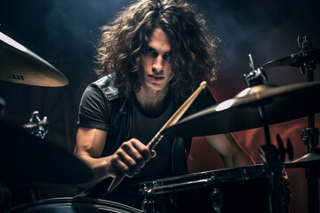 Fototapeta premium Brutal metal music lover rocker band member diversity age, cool punk style, Generative AI photo