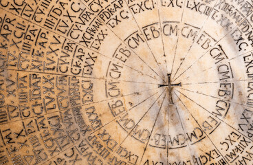 Ancient round calendar in latin