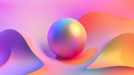 SET Modern poster design with gradient round sphere in the center. Colorful banner design with 3d gradient background