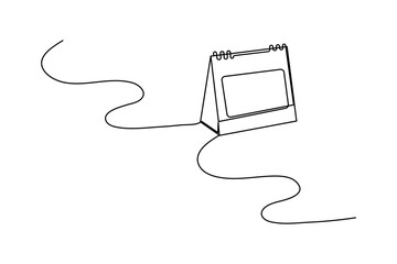 Table calendar continuous one line drawing of isolated outline vector icon
