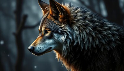 Fototapeta premium Wolf wallpaper with decay effect, ai