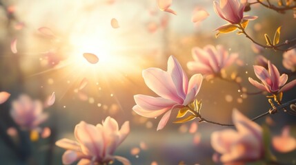 Magnolia Blossoms in Golden Hour