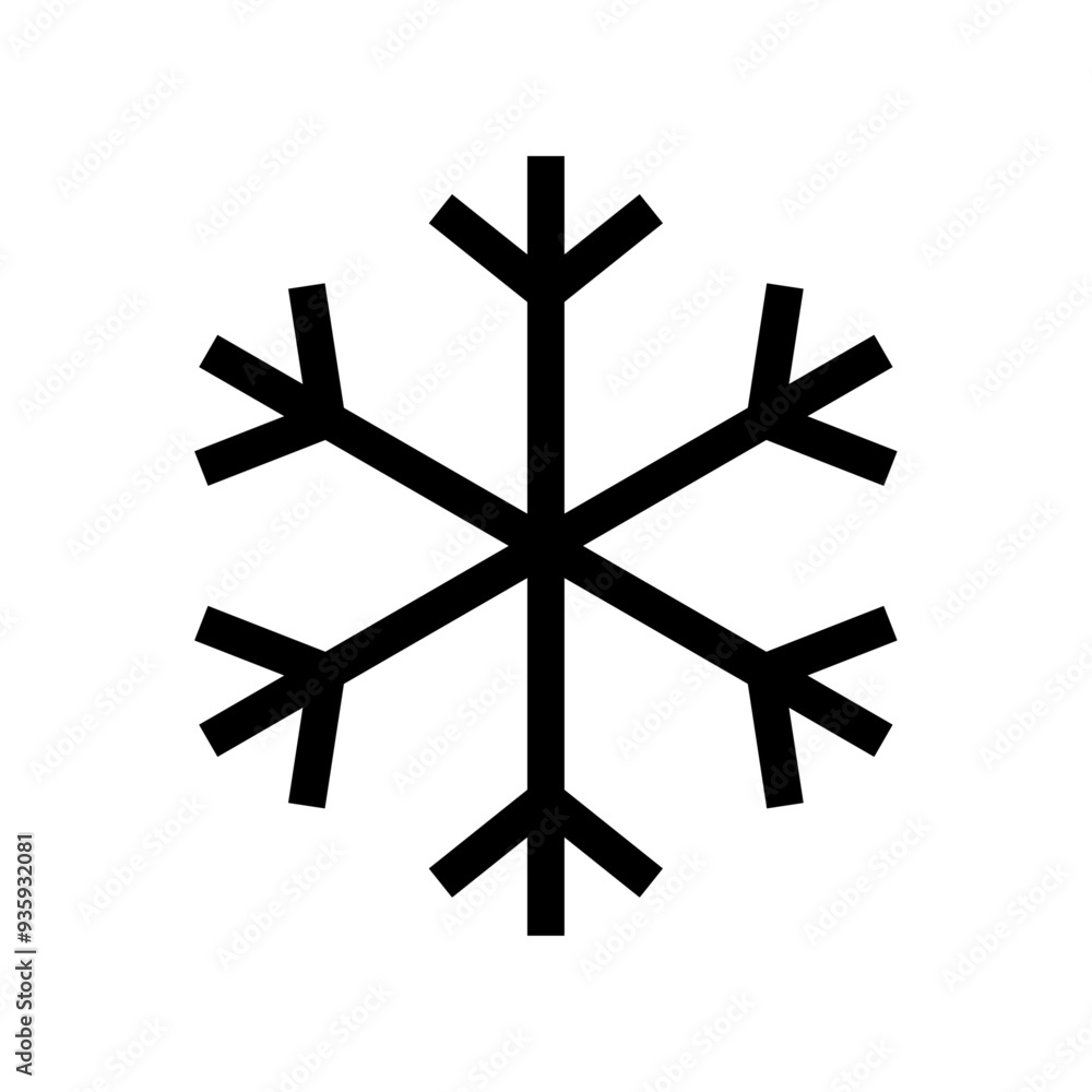 Poster Snowflake outline icon isolated on transparent background. Editable stroke vector element for Christmas and New Year.
