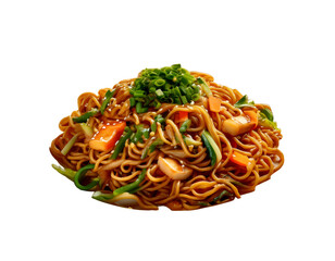   food on the streets. Isolated Yakisoba on PNG