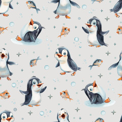 Obraz premium seamless pattern with penguins
