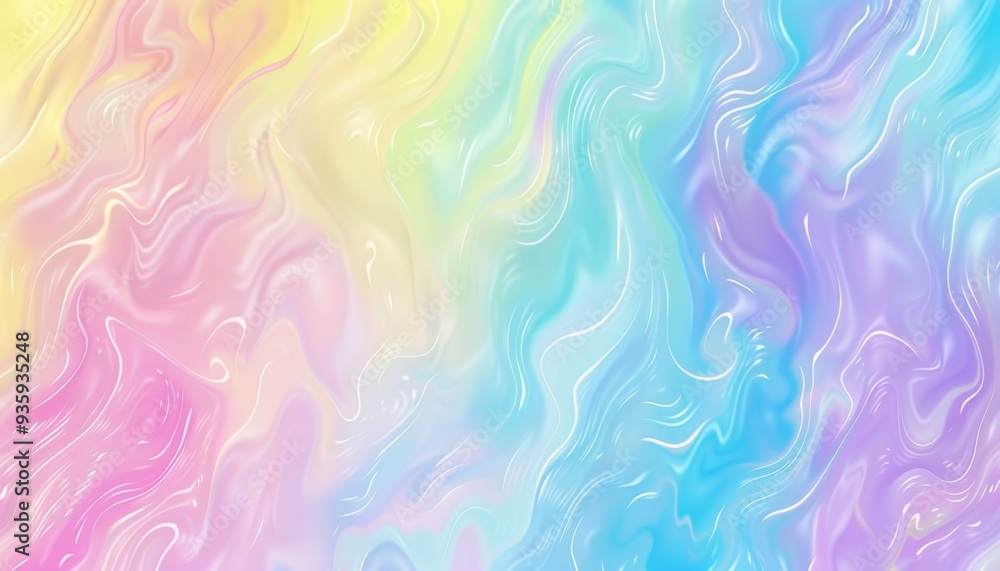 Aufkleber holographic smooth texture pastel gradient background with wavy pattern