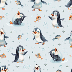 Obraz premium seamless pattern with penguins
