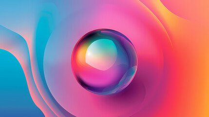 SET Modern poster design with gradient round sphere in the center. Colorful banner design with 3d gradient background