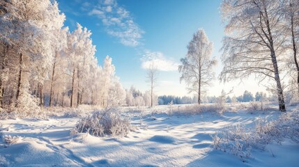 Obraz premium Snowy Forest Landscape in Winter Wonderland