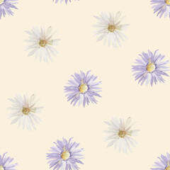 Seamless pattern with hand painted watercolor flowers. Delicate design for Summer textile design, scrapbook paper, decorations. Floral seamless pattern. 