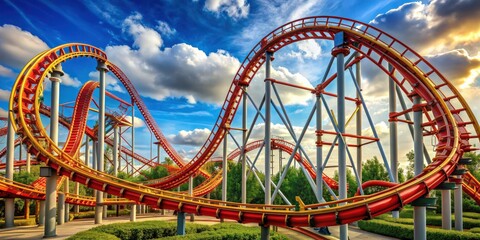 Roller coaster ride at an amusement park , thrill, excitement, fun, adventure, amusement park, carnival, entertainment