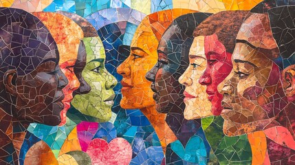 Fototapeta premium Mosaic Portrait of Diverse Faces