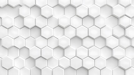 Fototapeta premium 3D White Hexagons on White Background, Abstract Image, Texture, Pattern, Wallpaper, Cover and Screen of Smartphone, Cell Phone, Computer, Laptop, 9:16 and 16:9 Format