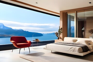 modern guest room and beautiful scene
