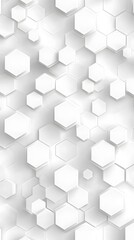Fototapeta premium 3D White Hexagons on White Background, Abstract Image, Texture, Pattern, Wallpaper, Cover and Screen of Smartphone, Cell Phone, Computer, Laptop, 9:16 and 16:9 Format
