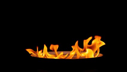 Fire Flames Burning in a Bowl on Black 