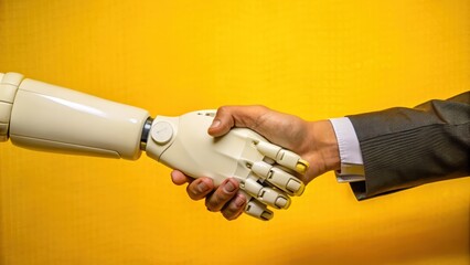 Human and Robot Handshake   Future Technology  Artificial Intelligence  Collaboration  Innovation