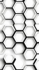 Fototapeta premium 3D Black Hexagons on White Background, Abstract Image, Texture, Pattern, Wallpaper, Cover and Screen of Smartphone, Cell Phone, Computer, Laptop, 9:16 and 16:9 Format