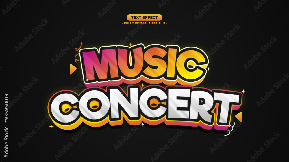 Poster music glow in the dark 3d style text effect with fully editable text and font