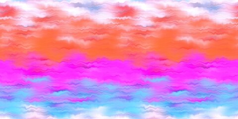 Modern rainbow blur summer seamless border pattern for a funky hippy mood. Wavy blur bleed melt ink banner edging effect in vibrant gradient tie dye colors. 