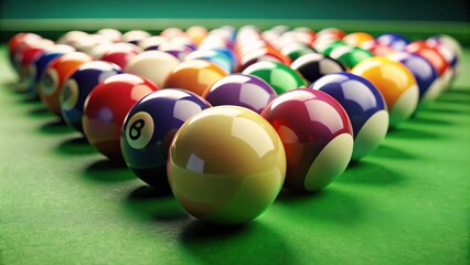 Repeating pool balls on green felt table , repeating, pool balls, green felt, table, game, sport, competition, circles, colorful